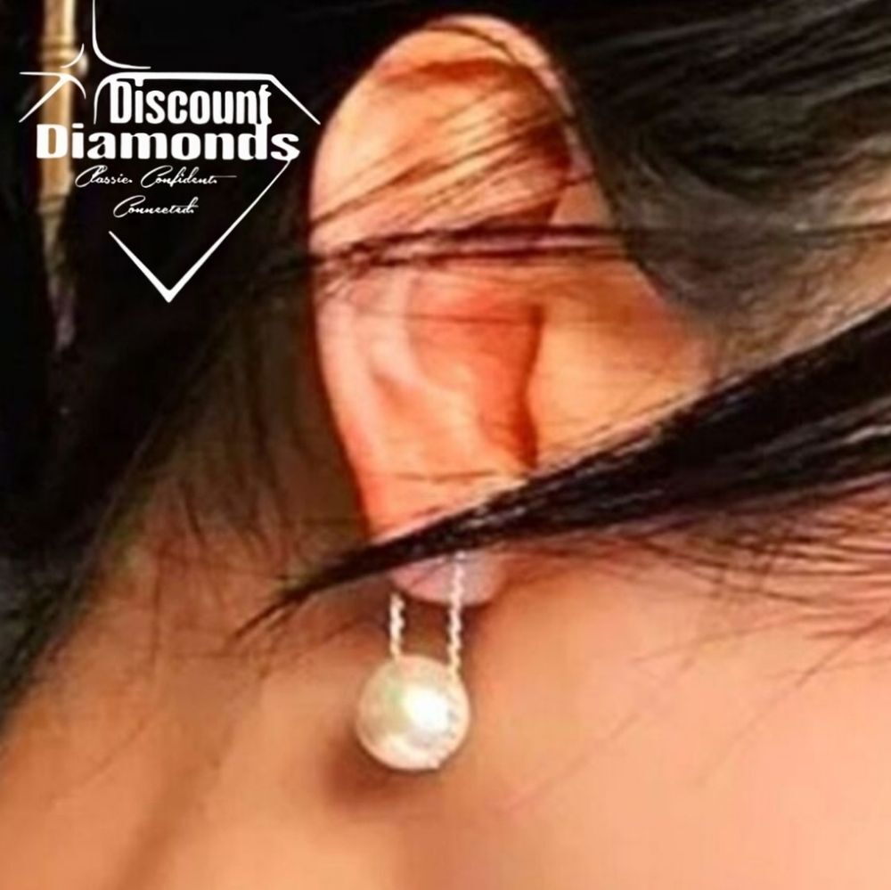 South Sea Shell Pearl Drop Stud Earrings 18K Gold on 925 Silver